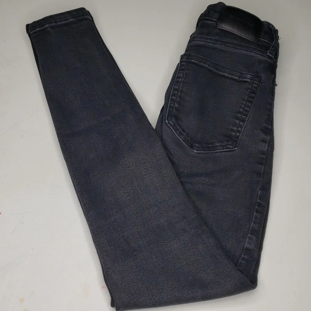 Everlane The Authentic Stretch High Rise Skinny Jeans Size 25 Cotton Modal Black